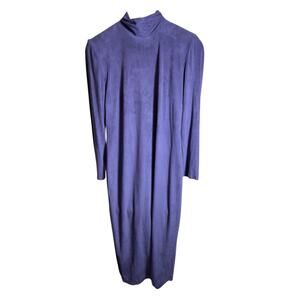 Vintage David Warren Purple Velvet Turtle Neck Maxi Dress